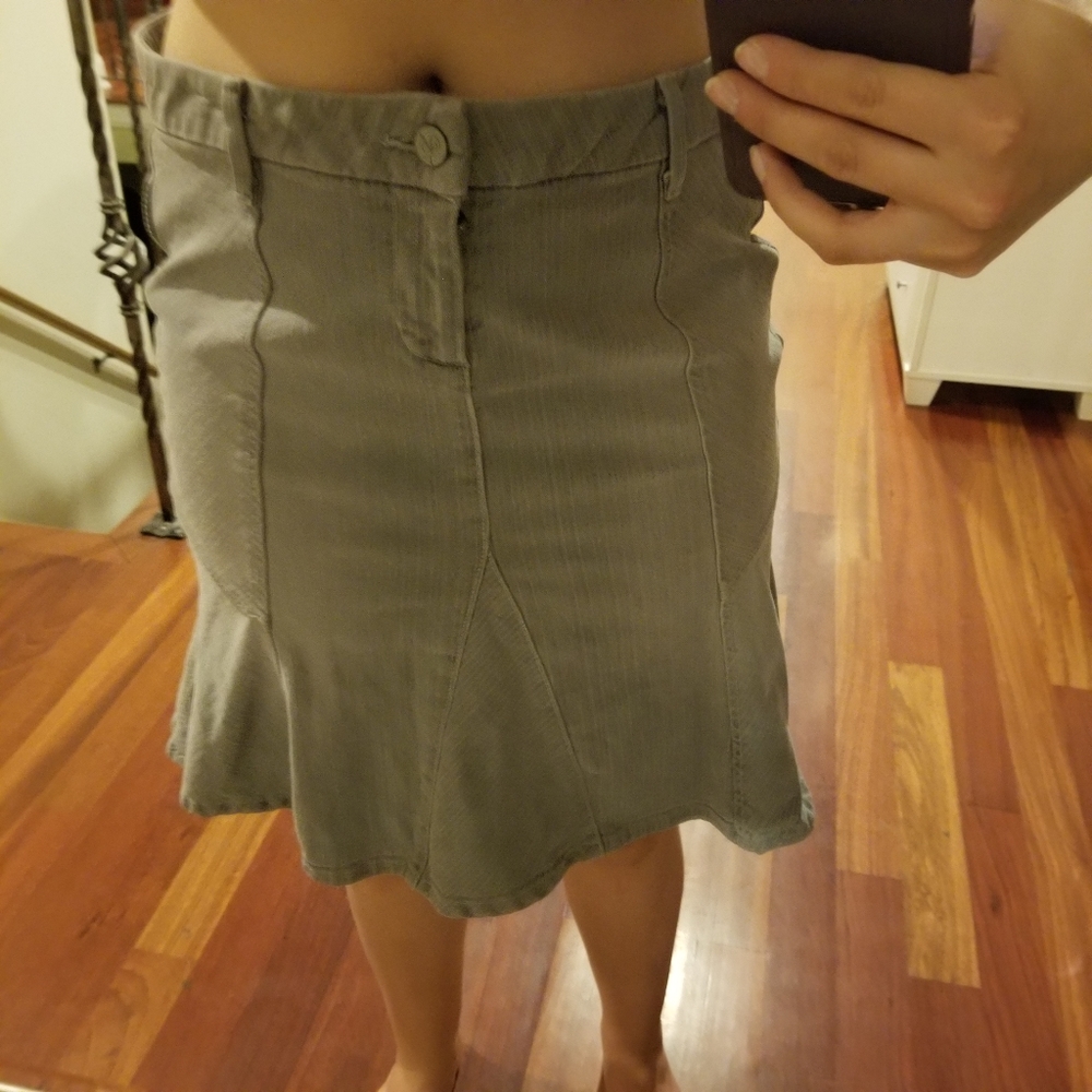 Paige gray denim flare skirt